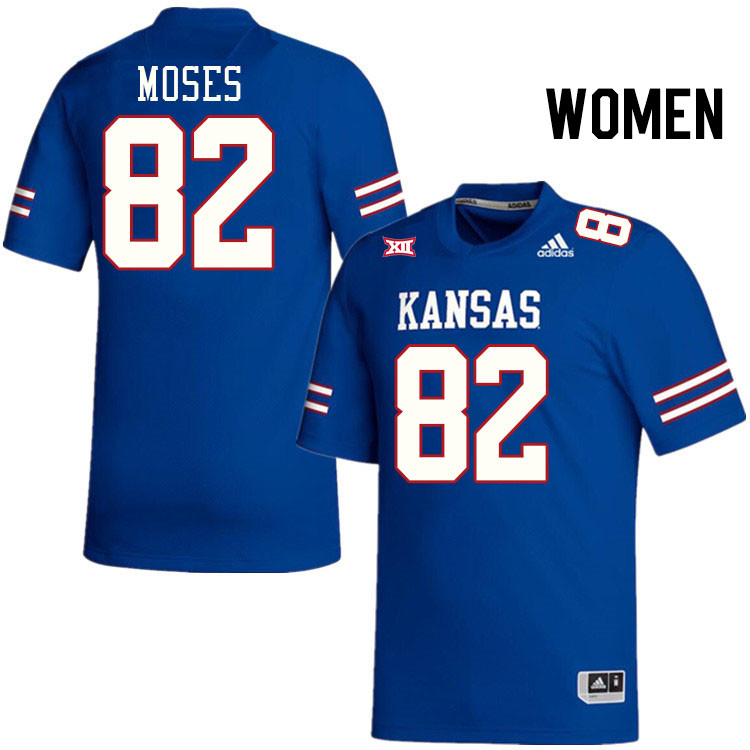 Women #82 Isreal Moses Kansas Jayhawks College Football Jerseys Stitched Sale-Royal